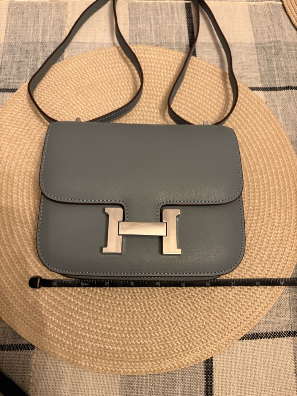 Blue Leather Constance Crossbody Bag with Silver Hardware - Picture 3 of 11